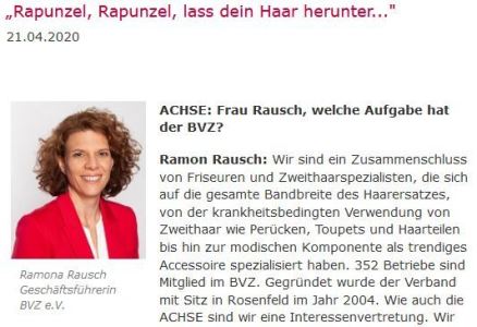 „Rapunzel, Rapunzel, lass dein Haar herunter..."  INTERVIEW mit Ramona Rausch, BVZ GF
